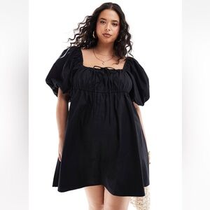 ASOS DESIGN Curve Puffed Sleeve Smock Mini Dress